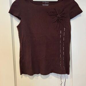 Bandolino Chocolate Brown Top with Floral Accent